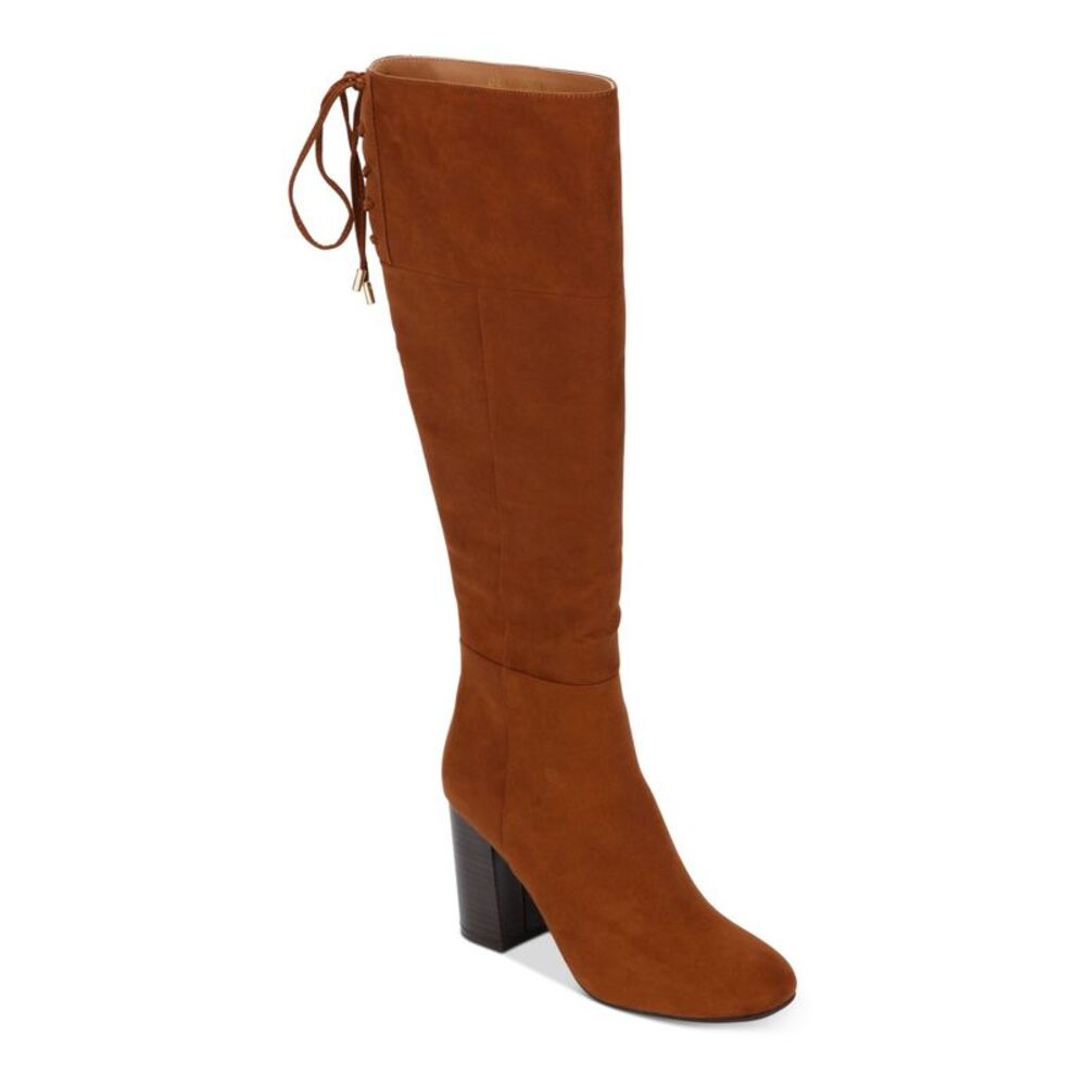 REACTION KENNETH COLE Womens Brown Laced Corie Round Toe Block Heel Boots 9.5 M